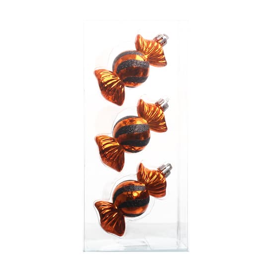 3 Pack Black & Orange Wrapped Candy Halloween Ornaments by Ashland®